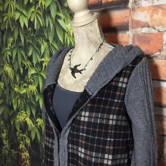 Anthro Anthropologie Moth Plaid Hoodie Jacket S - Picture 3 of 8